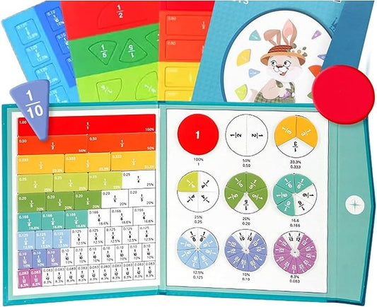 Magnetic Fraction Demonstration Book, 103 PCS Magnetic Fraction Tiles & Fraction Circles, Educational Puzzle Math Fraction Disc Set,Math Puzzle Learning Building Block Set for Classroom