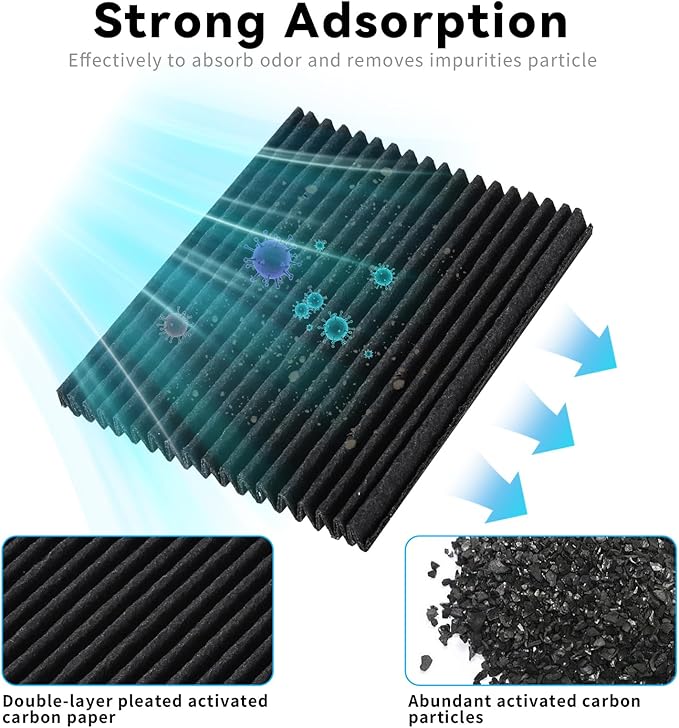 4 Pack Refrigerator Air Filter Replacement, Activated Carbon Strong Adsorption, Compatible with Frigidaire Paultra2, PureAir Ultra 2, Pure Air Ultra II and Electrolux Part Models