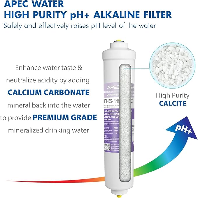 APEC Essence Series Alkaline Replacement Filter Kit for ROES-PH75 Reverse Osmosis System, 6 Stage RO Filter Set with RO Membrane and pH Remineralization Filter, 75 GPD Under Sink System