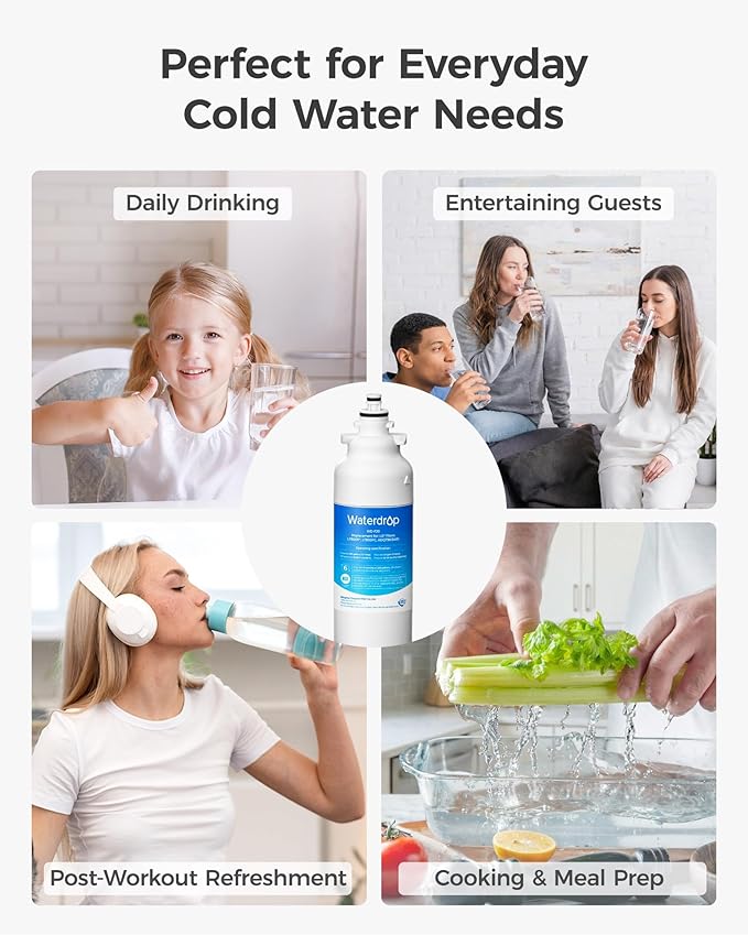 Waterdrop ADQ73613401 Refrigerator Water Filter, Replacement for LG® LT800P®, ADQ73613408, ADQ75795104, ADQ73613402, Kenmore 9490, 46-9490, LSXS26326S, LMXC23746S, LSXS26366S, WD-F20, Pack of 4