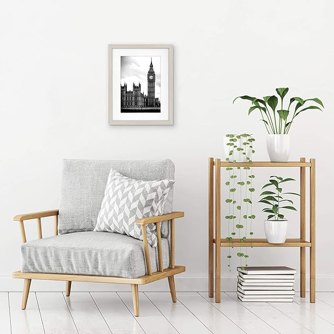 Americanflat 11x14 Picture Frame with Shatter-Resistant Glass - Use as 8x10 Frame with Mat or Display 11x14 Photo Without Mat - Signature Collection - Picture Frames for Wall Display - Light Wood