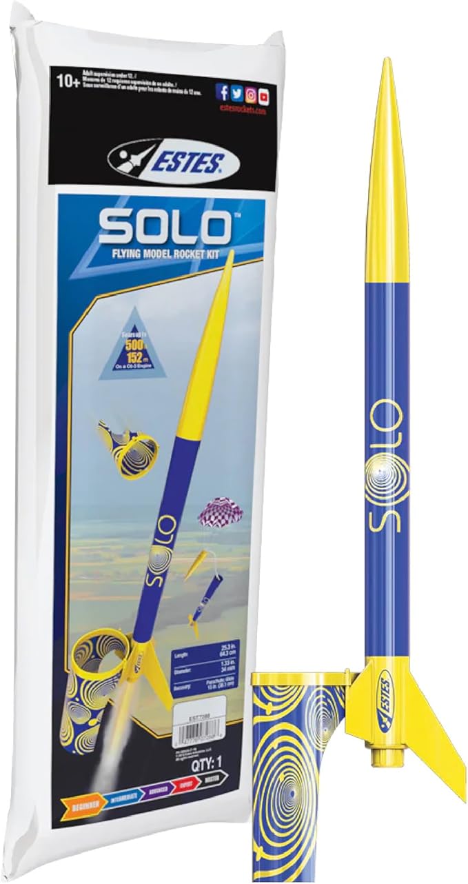 Estes 7288 Solo Model Rocket Kit, Beginner STEM Rocket-Building Kit for Ages 10+