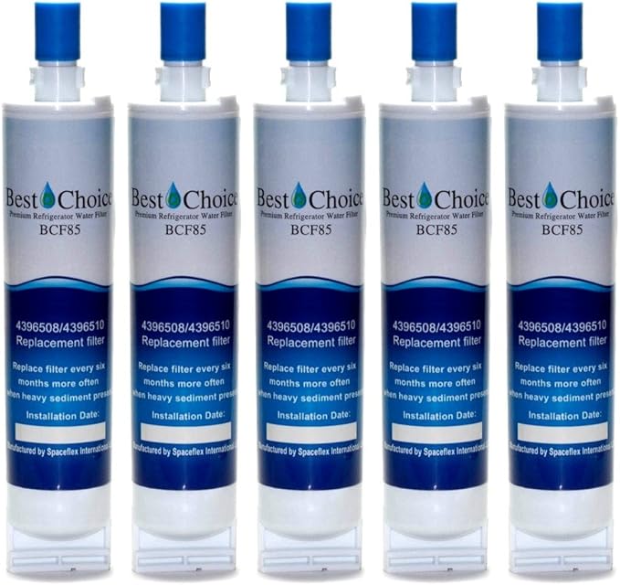 Best Choice Water Filter Replacement For Whirlpool 4396508, 4396510, EveryDrop EDR5RXD1 Filter 5, NL240V, WFL400, PUR W10186668 Certified Refrigerator Cartridge (5-Pack)