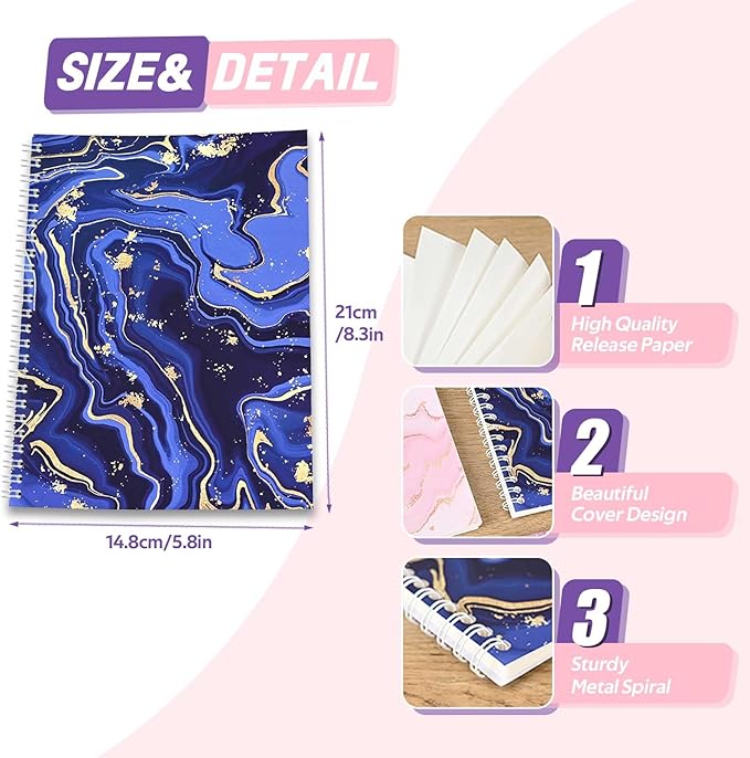BetterJonny 2 Pcs Reusable Sticker Book Collecting Album Blank Sticker Storage Organizer Book A5 Size with 64 Sheets Release Paper for Collecting Stickers, Labels