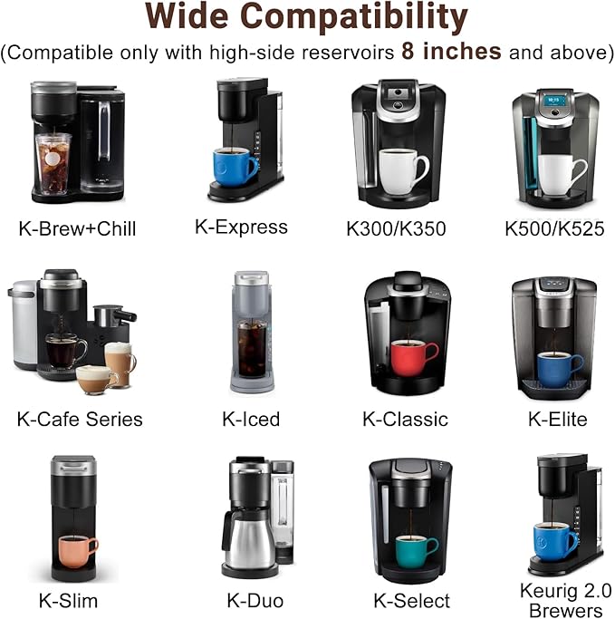Tall Handle Water Filter Starter Kit, 2.0 Water Reservoir Replacement Coffee Machine Filters, Compatible with K-Classic, K-Select,with Side Reservoir Filter Holder and 24 Replacement Water Filters