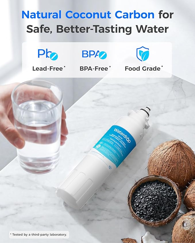 Waterdrop ADQ73613401 Refrigerator Water Filter, Replacement for LG® LT800P®, ADQ73613408, ADQ75795104, ADQ73613402, Kenmore 9490, 46-9490, LSXS26326S, LMXC23746S, LSXS26366S, WD-F20, Pack of 3