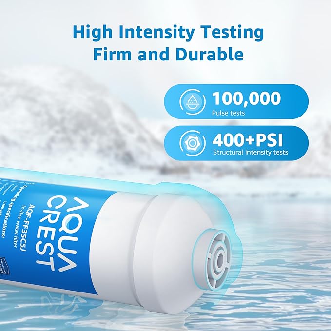 AQUA CREST FF35C5J Inline Water Filter Replacement, 1/4 Quick-Connect Replacement for Refrigerator, NSF/ANSI 42 Certified, Post-Carbon Filter for Reverse Osmosis Systems, 6-12 Months (NO Fittings)
