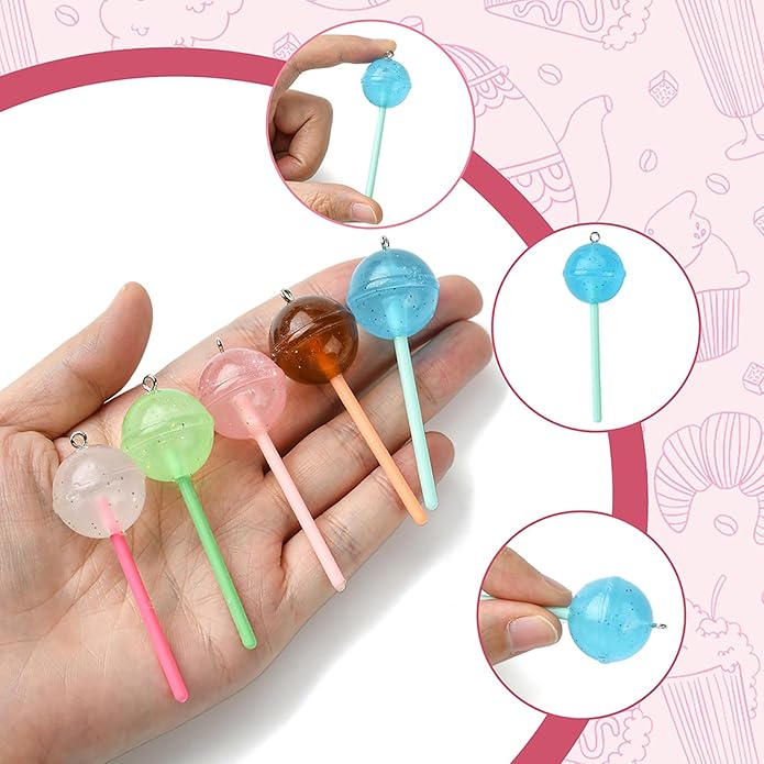 5-10Pcs Luminous Translucent Resin Charms Pendants for Jewelry Making, Round Dinosaur Heart Star lollipop Shape Glow in the Dark Charms for Bracelets Necklaces Earrings Keychains Crafting