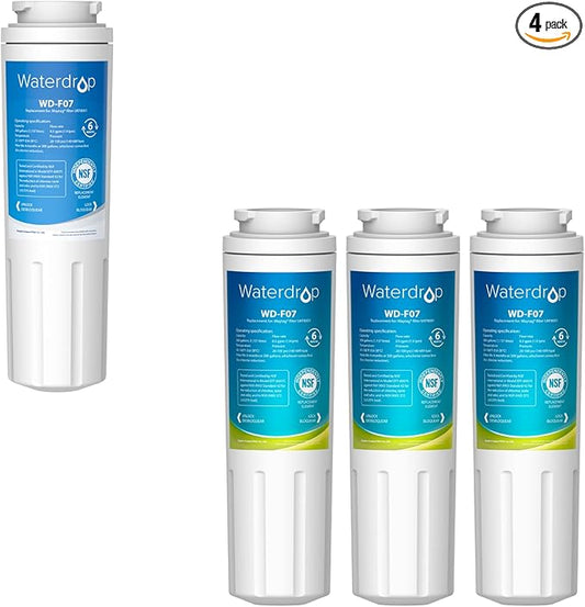 Waterdrop UKF8001 Refrigerator Water Filter, Compatible with Whirlpool UKF8001AXX-750, Maytag UKF8001P, UKF8001AXX-200, 4396395, 469006, EveryDrop Filter 4, Puriclean II, EDR4RXD1, 4 Filters
