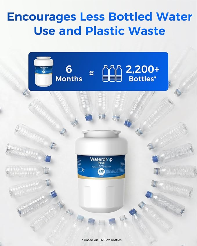 Waterdrop Plus WDP-F13 Reduce Lead&PFAS, Replacement for GE® MWF®, SmartWater® MWFP, HDX FMG-1, MWFA, WFC1201, RWF0600A, Kenmore® 469991 Refrigerator Water Filter(Package May Vary)