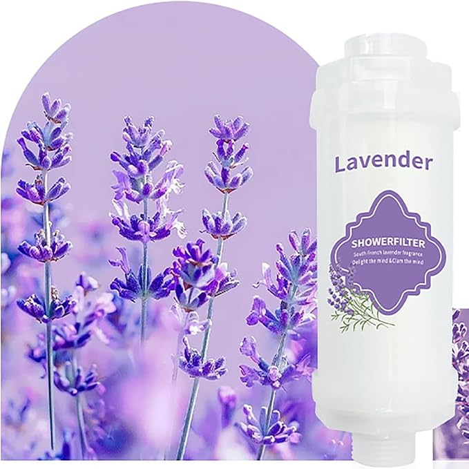 Vitamin C Shower Filter for Hard Water, Shower Aromatherapy, Water Purifier Bathroom Accessories Remove Chlorine Fluoride Heavy Metals Improves Skin Condition Protects Hair Lavender