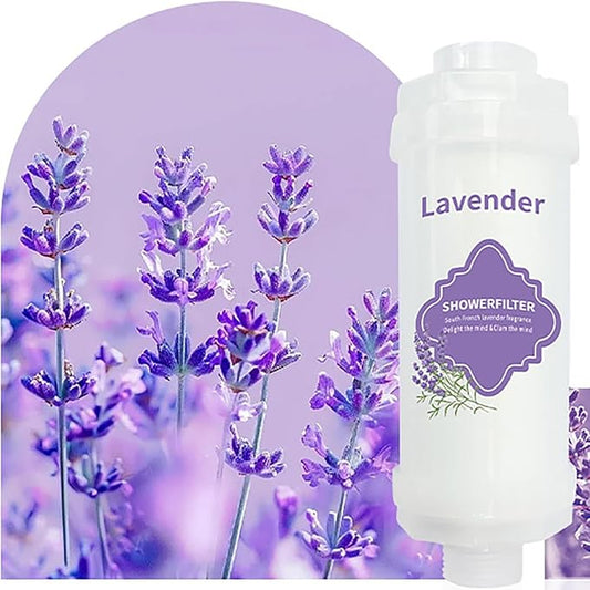 Vitamin C Shower Filter for Hard Water, Shower Aromatherapy, Water Purifier Bathroom Accessories Remove Chlorine Fluoride Heavy Metals Improves Skin Condition Protects Hair Lavender