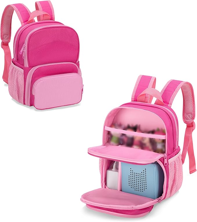 LoDrid Backpack Compatible with Tonie Box 2/1, Carrying Case with Multiple Pockets for Headphones, Charger and Accessories, Storage Bag for Audio Player Starter Set, Rose Red (Patented Design)