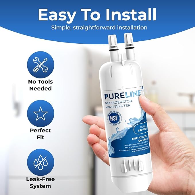 Pureline EDR1RXD1 Water Filter Replacement for Everydrop® Filter 1, W10295370A, P8RFWB2L, P4RFWB, EDR1RXD1B, Kenmore® 46-9081, 46-9930 Refrigerator Water Filter (3 Pack)
