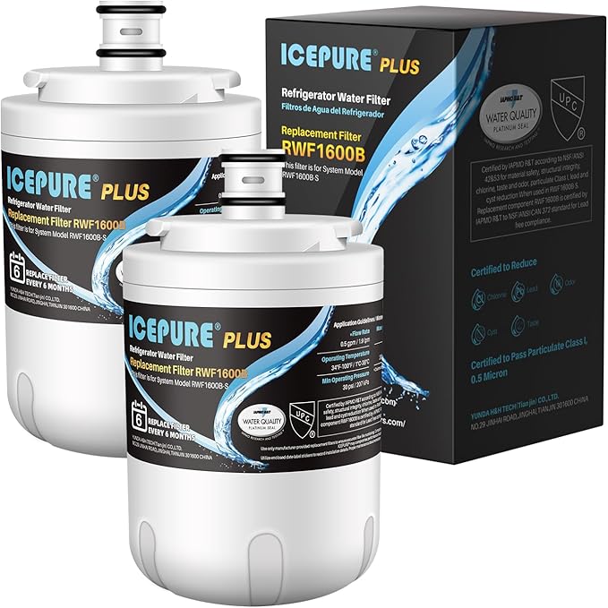 ICEPURE Refrigerator Water Filter Replacement for Maytag UKF7002AXX, Whirlpool EDR7D1, UKF7003AXX, UKF7002, 7003AXXP, UKF7001AXX, UKF6001AXX, UKF5001 Water Filter, 2PACK