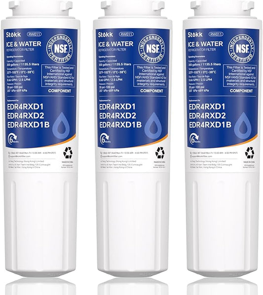 Stokk UKF8001 Refrigerator Water Filter 4, Compatible with Whirlpool EDR4RXD1, 4396395, EveryDrop Filter 4, RFC0900A, Maytag UKF8001AXX-750, UKF8001AXX-200, WD-F07, 46-9006, Puriclean II, 3 Filters