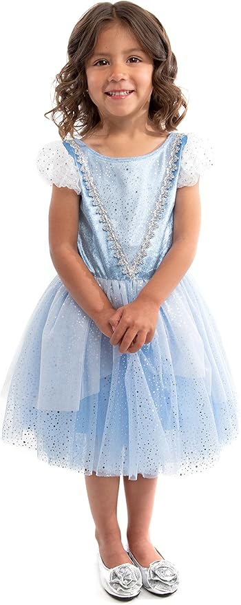 Little Adventures Cinderella Princess Party Dress - Machine Washable Child Pretend Play Costume Outfit with No Glitter