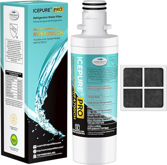 ICEPURE PRO ADQ74793501 NSF/ANSI 401 NSF/ANSI 42Certified Replacement LT1000P, Kenmore Elite 9980, ADQ747935 LT1000PC MDJ64844601 ADQ74793502 Refrigerator Water and LT120F Air Filter, 1Combo
