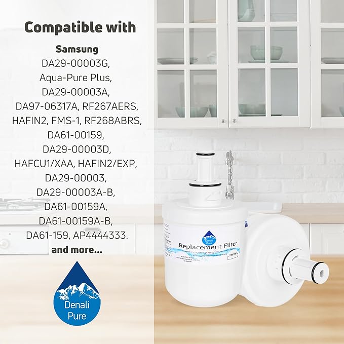 3-Pack Replacement for Samsung RS253BABB Refrigerator Water Filter - Compatible with Samsung DA29-00003G, Samsung DA29-00003B, Samsung DA29-00003A Fridge Water Filter Cartridge