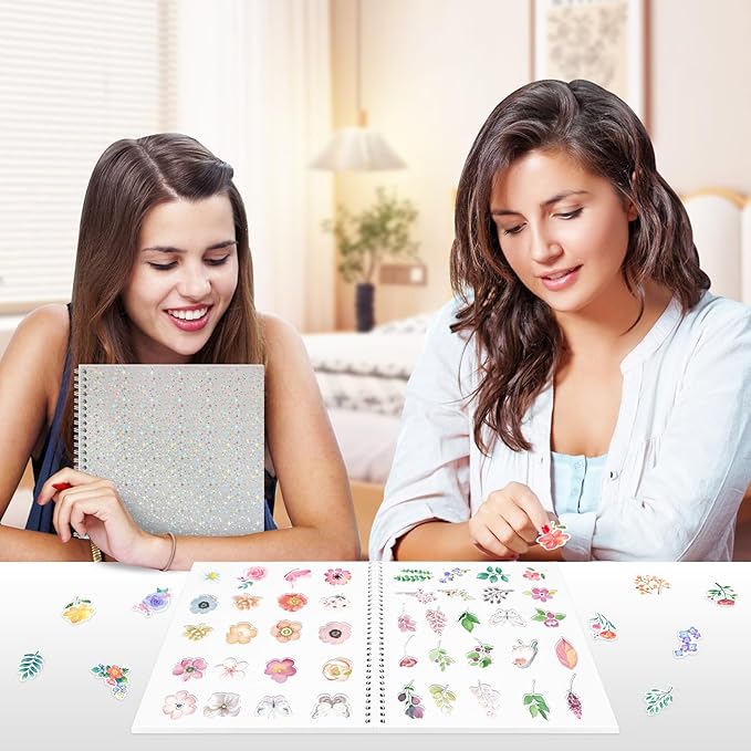 Large Reusable Sticker Book Collecting Album 8.5×11 Inch Sticker Storage Collection Organizer Book for Adult with 40 Sheets Letter Size Blank Release Paper and Holographic Cover (Little Star)
