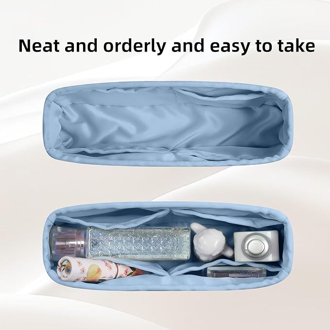 DGAZ Silk Purse Organizer Insert For Lady-Dior Micro/Mini/S/M/L bags，Silky Smooth Bag Organizer，Luxury Handbag & Tote Shaper(Azure,M)