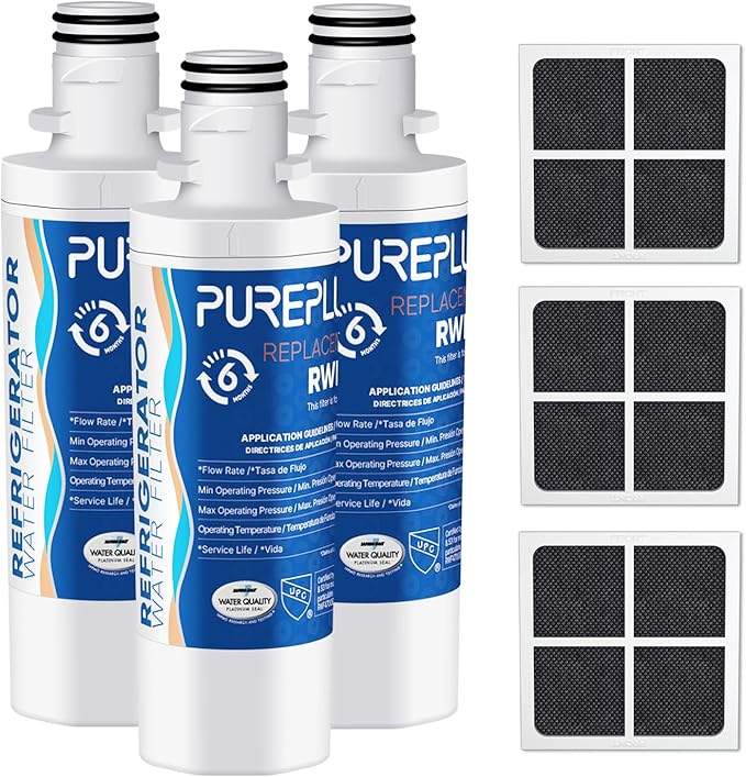 PUREPLUS ADQ747935 NSF 53&42 Certified Replacement for LT1000P LT1000 Kenmore Elite 9980 LT1000PC, MDJ64844601 ADQ74793501, LMXS28626S, LFXS26973S, LT120F Refrigerator Water and Air Filter, 3Pack
