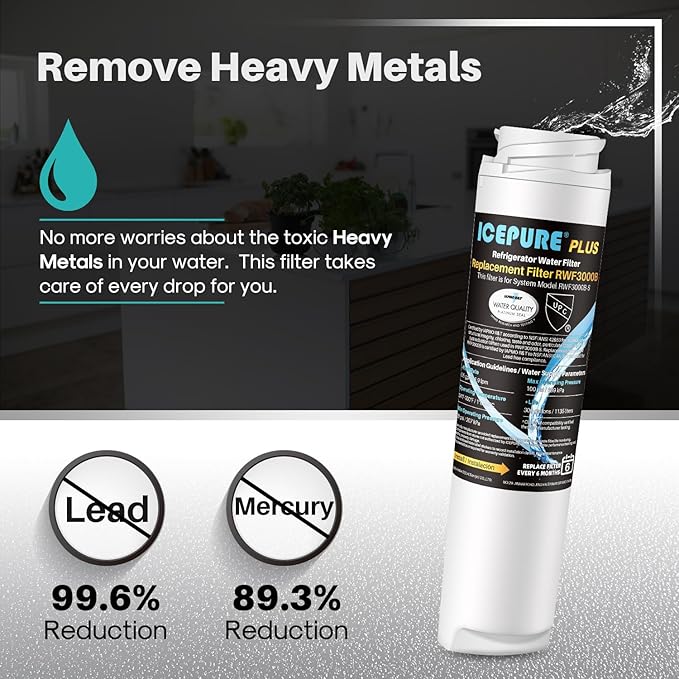 ICEPURE Refrigerator Water Filter Replacement for GE GSWF, Smart Water 238C2334P001, Kenmore 46-9914, 469914, 9914, Utilizes Advanced Activate Coconut Carbon Block, NSF/ANSI 53 Certified, Pack of 3