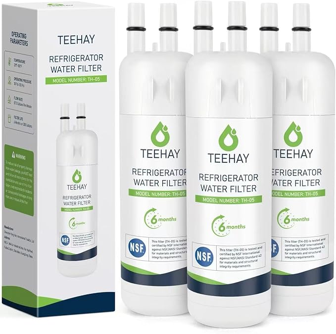 TEEHAY WHR1RXD1 Water Filter Replacement, Compatible with WRS571CIHV, WRS321SDHV, WRS321SDHB, WRS321SDHW, WRS321SDHZ, WRS325SDHV, WRS571CIHB, WRSF5836RZ, WRF560SEYM, WRS325SDHB, 3 Pack