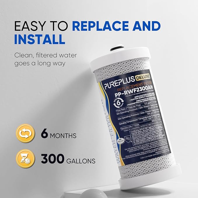 PUREPLUS WF1CB NSF 401 & 473 & 53 & 42 Certified Replacement for Frigidaire PureSource WFCB, RG100, NGRG2000, WF284, Kenmore 9910, 469910, 469906, RF100, 9913, RWF2300A Refrigerator Water Filter,2Pack