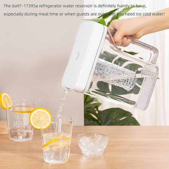 UPGRADED DA97-17395A Refrigerator Water Reservoir Pitcher with 2pcs Sealing Ring Compatible with Samsung Refrigerator Fridge Replacement Tank Assembly Pitcher Water-Ref-Part