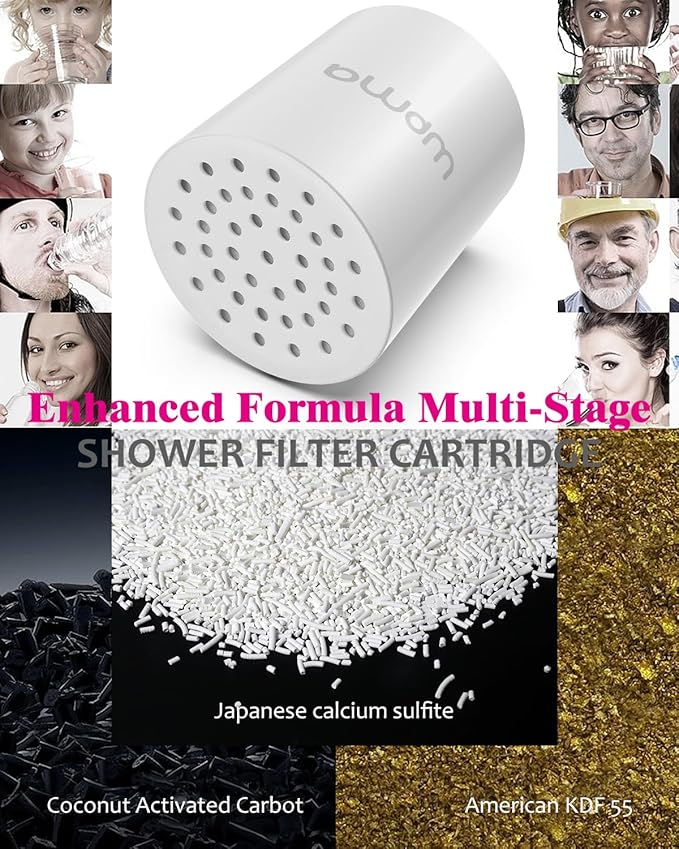 Enhanced Formula Multi-Stage Shower Filter Cartridge,Universal replacement filter cartridge, Remove Chlorine Heavy Metals and Other Sediments, Reduces Dry Itchy Skin, Dandruff.Pack of 1