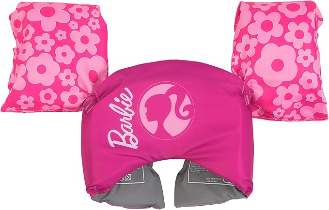 SwimWays Barbie Swim Trainer, US Coast Guard Approved Life Vest, Kids Swim Vest and Swimming Aid, Arm Floaties & Life Jackets for Kids 33-55 lbs