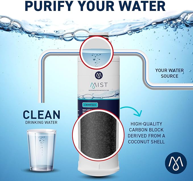 Mist HAF-QIN/EXP Refrigerator Water Filter Replacement for Samsung DA97-17376B, DA97-08006C, Refrigerators RF23M8570SR, RF28R7351SR – NSF 42 Certified – 3 Pack