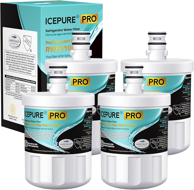 ICEPURE PRO 5231JA2002A NSF401&473&53&42 Certified Refrigerator Water Filter Replacement for LG LT500P, GEN11042FR-08, ADQ72910911, ADQ72910901, ADQ72910907, Kenmore 9890, 469890, LFX25974ST, 4PACK