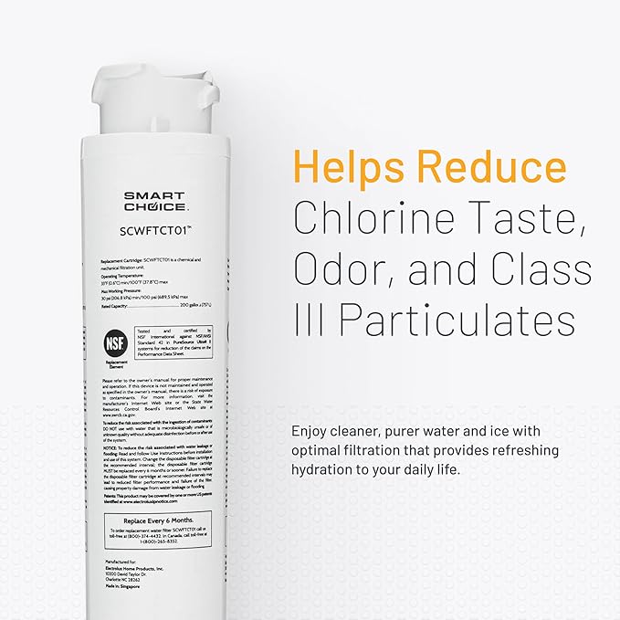 Smart Choice SCWFTCTO1 Refrigerator Water & Ice Filter, Genuine Replacement for Frigidaire EPTWFU01 PureSource Ultra II and Electrolux EWF02 PureAdvantage