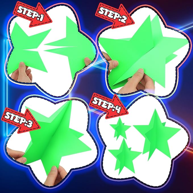 45 Pcs Neon Party Decorations Glow in The Dark Star Centerpieces 3D Fluorescence Table Decor 3 Sizes 8" 5" 3" Lighted Theme Birthday Party Supplies