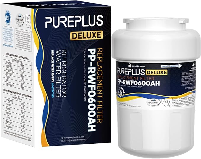 PUREPLUS NSF/ANSI 401, 53, 42 & NSF P473 Certified Replacement for HDX FMG-1, PL-100, WFC1201, PC75009, RWF1060, RWF0600A, 469991 Refrigerator Cartridge,1Pack