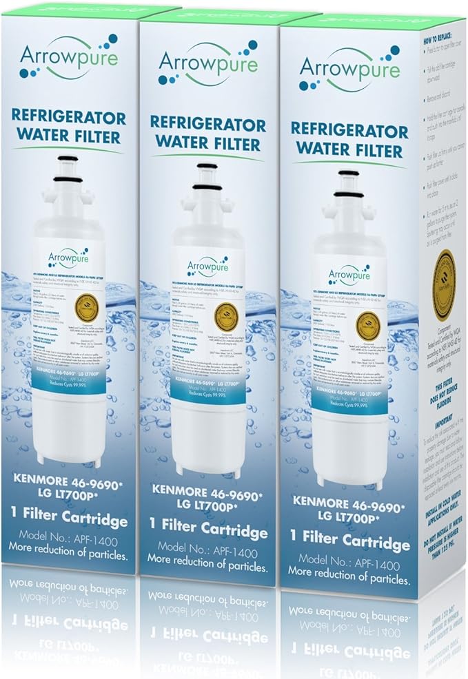 APF-1400 Fits LG Refrigerator Water Filter Replacement for LT700P, ADQ36006101, Kenmore 9690, 46-9690, RWF1200A, RFC1200A, FML-3, LFX25991ST, 3-Pack