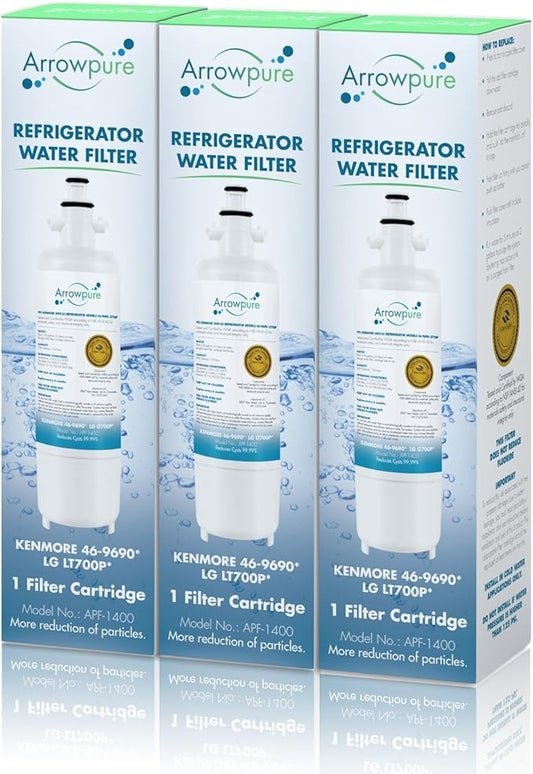 APF-1400 Fits LG Refrigerator Water Filter Replacement for LT700P, ADQ36006101, Kenmore 9690, 46-9690, RWF1200A, RFC1200A, FML-3, LFX25991ST, 3-Pack