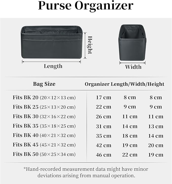 Purse Organizer Insert for Birkin 35, Lightweight & Soft Satin Organizer Insert with Pockets for Woman Bags, Ideal for Travel, Shopping, and Daily Use, Multicolor Options(Grismeyer, BK 35)