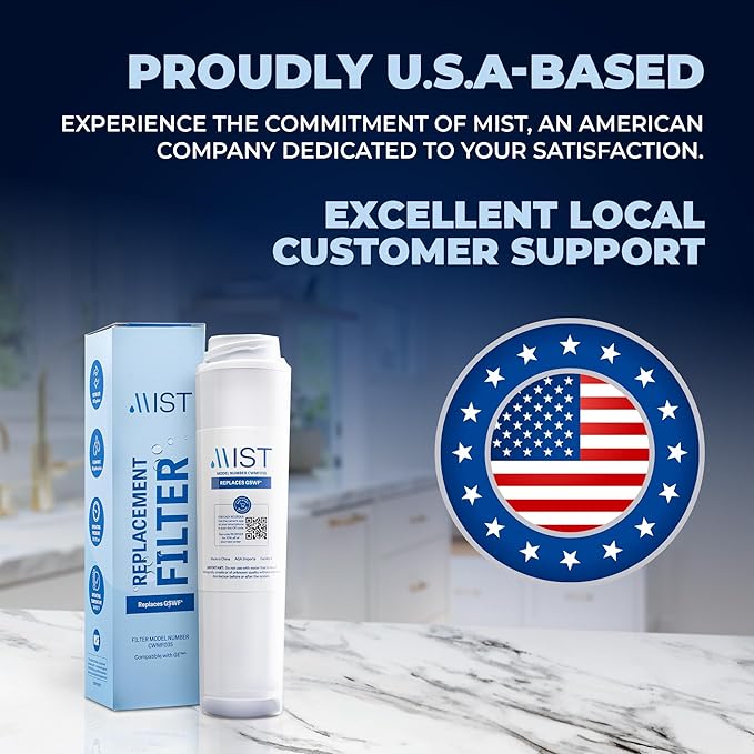 Mist GSWF Water Filter Replacement for GE, Refrigerator Water Filter compatible with GSWF Smart Water, GSWFDS, 100749-C, 100810/A, 238C2334P001, Kenmore 46-9914 (3 pack)