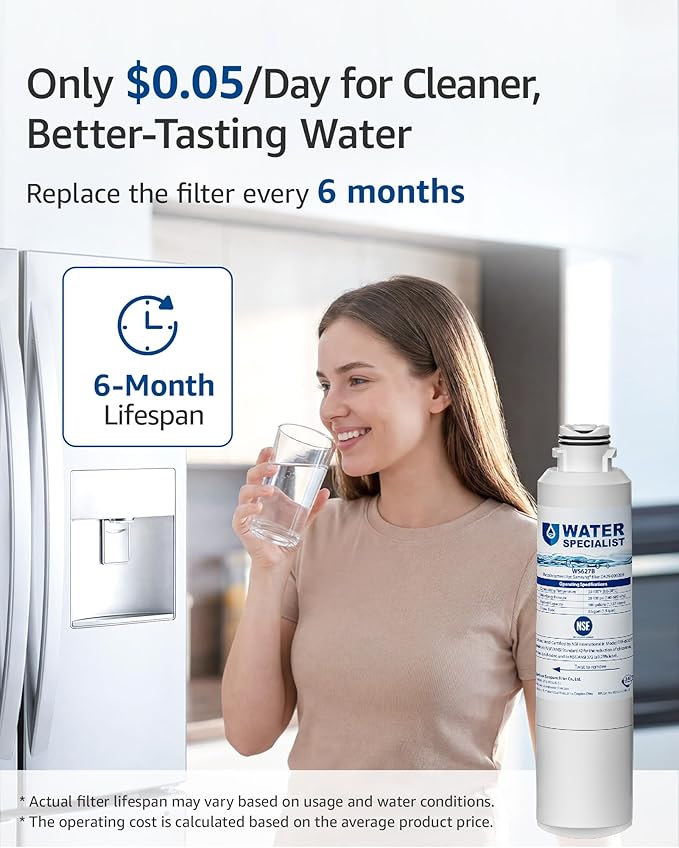 Waterspecialist DA29-00020B Replacement for Samsung® Water Filter DA29-00020B, HAF-CIN/EXP, DA29-00020B-1, HDX FMS-2, RS25J500DSR, RF28HMEDBSR, RF263BEAESR, RF4287HARS, DA97-08006A-1, 2 Filters