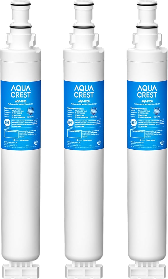 AQUA CREST 4396701 Replacement for Kenmore 9915, 469915, Whirlpool EDR6D1, WF293, RWF2000A, LC200V, SGF-W10, L200V, RWF1021, Filter 6, WFL200, 4396702, 3 PACK