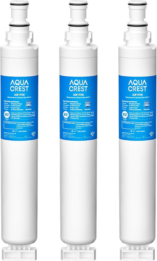 AQUA CREST 4396701 Replacement for Kenmore 9915, 469915, Whirlpool EDR6D1, WF293, RWF2000A, LC200V, SGF-W10, L200V, RWF1021, Filter 6, WFL200, 4396702, 3 PACK