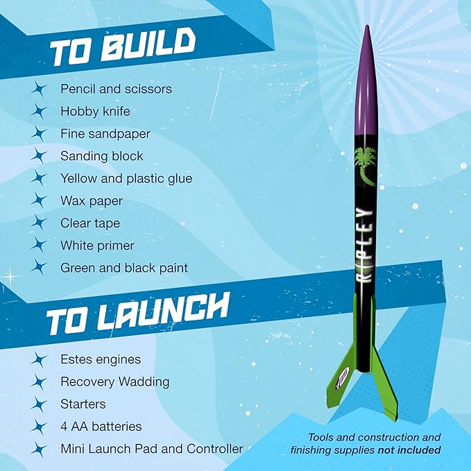 Estes 0653 Ripley Rocket-Building Kit, Intermediate Mini Flying-Model-Rocket Kit for Ages 13+