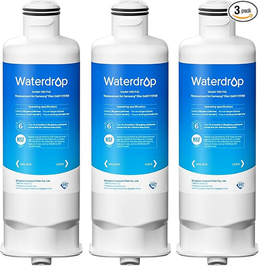 Waterdrop DA97-17376B Replacement for Samsung® HAF-QIN/EXP, DA97-08006C, RF28R7201SR, RF28R7351SG, WD-F45, Refrigerator Water Filter, 3 Filters