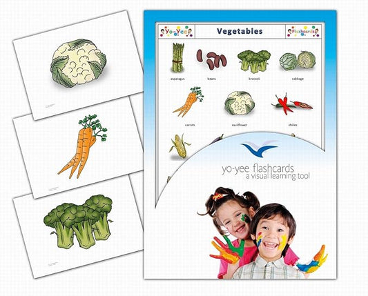 Yo-Yee Flash Cards - Vegetables and Health Food Picture Cards for Language Learning for Toddlers, Kids, Children and Adults - Including Teaching Activities and Game Ideas