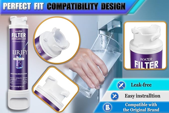 Refrigerator EPTWFU01 Water Filter Replacement compatible for Frigidaire EPTWFU01, EWF02, Pure Source Ultra II, Puresource Ultra 2，SCWFTCTO, 1012505454226, 4562222 Water Filter (4 Pack)