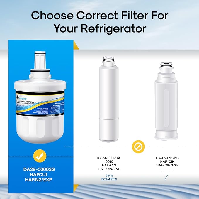 EXCELPURE DA29-00003G Replacement for Samsung HAFCU1,RSG257AARS,DA29-00003F, RF267AERS, HDX FMS-1, RF26XAERS, RF267ABRS, RFG237AARS, RFG238AARS, HAFIN2/EXP, RF263AEBP, Refrigerator Water Filter,3PACK