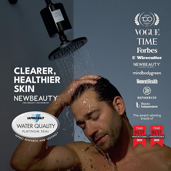 Filterbaby All-Metal Shower Filter Pro - IAPMO Certified to NSF 177 Standard, Doctor Developed, Reduces up to 99% Chlorine/Chloramine/Lead/Certain Heavy Metals, Great Water Pressure,Long Lasting,Black